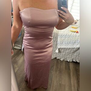 Lulu's Blush Satin Maxi Dress